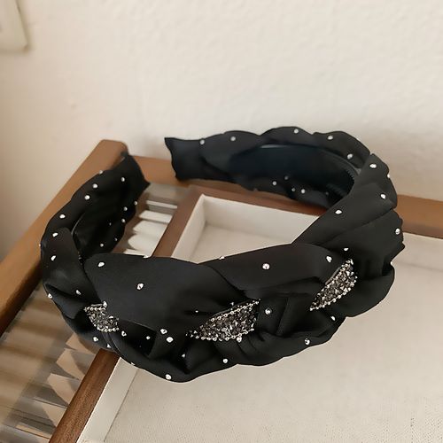 黑色水钻麻花发箍女高级外出百搭发卡头饰洗脸发饰