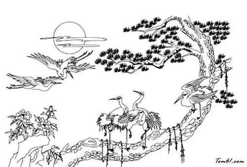 生日蛋糕松鹤简笔画