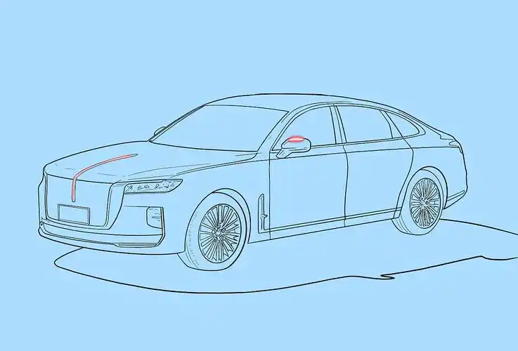 汽车手绘 当红旗h9变成警车