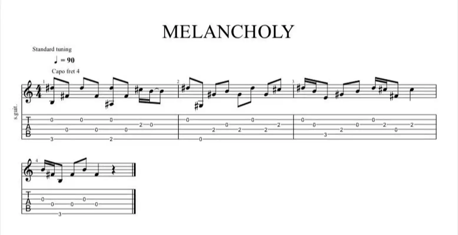 吉他谱《melancholy》 #自学吉他# #吉他# #吉他谱