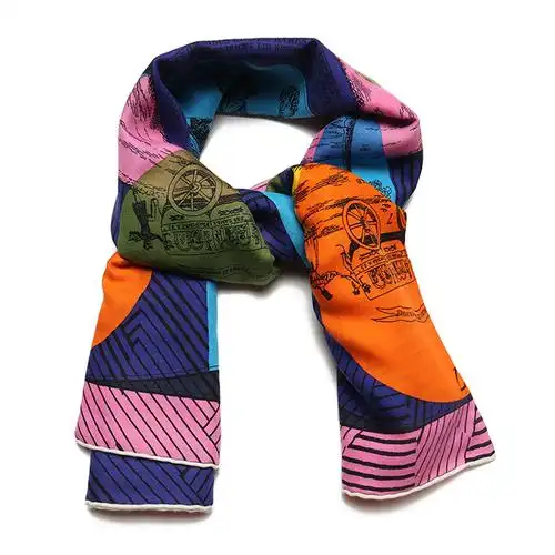 围巾】hermes(爱马仕) 彩色印花羊绒真丝围巾140*140cm【正品 价格