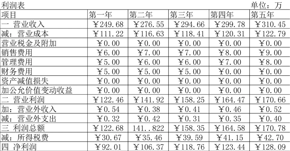 餐饮业财务报表