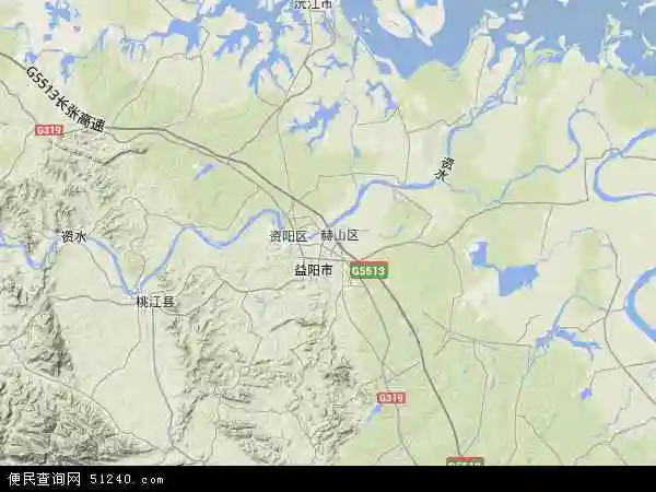 中国湖南省益阳市赫山区地图(卫星地图)