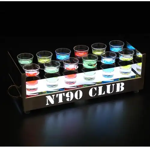 升级款子弹杯架led洋酒杯杯架酒吧ktv云吞杯一口杯架发光鸡尾酒架6孔