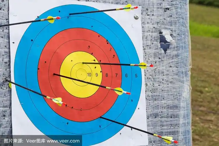 特写户外射箭靶板与箭