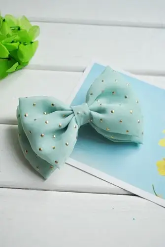 感恩回馈●月光阁定制手工双层蝴蝶结镶钻绸头饰弹簧夹发夹f