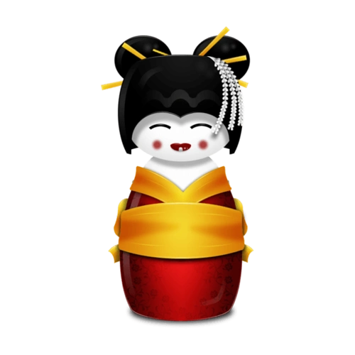 瓷娃娃红色和服传统服饰【高清卡通手绘png素材】-90设计