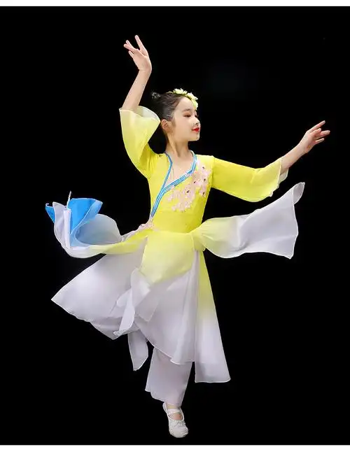 橦华女童其他飘逸儿童古典舞演出服女童超仙飘逸中国风民族舞服伞舞