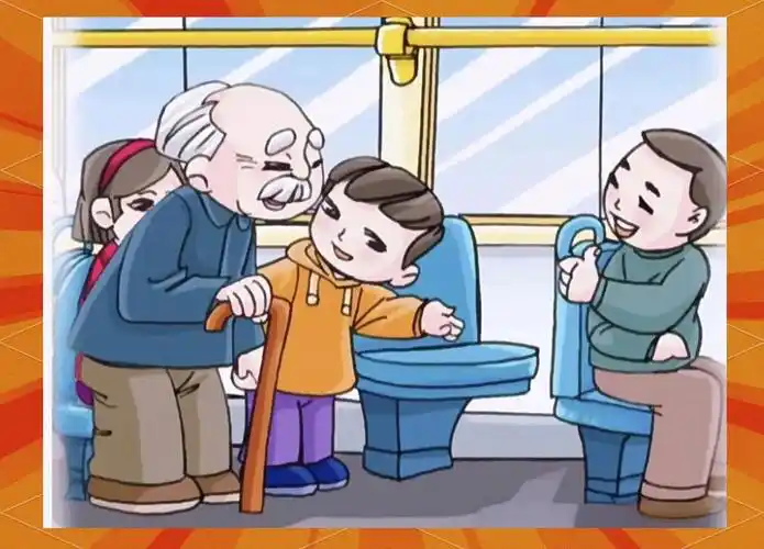 公交车上孩子们的尊老让座行为记录