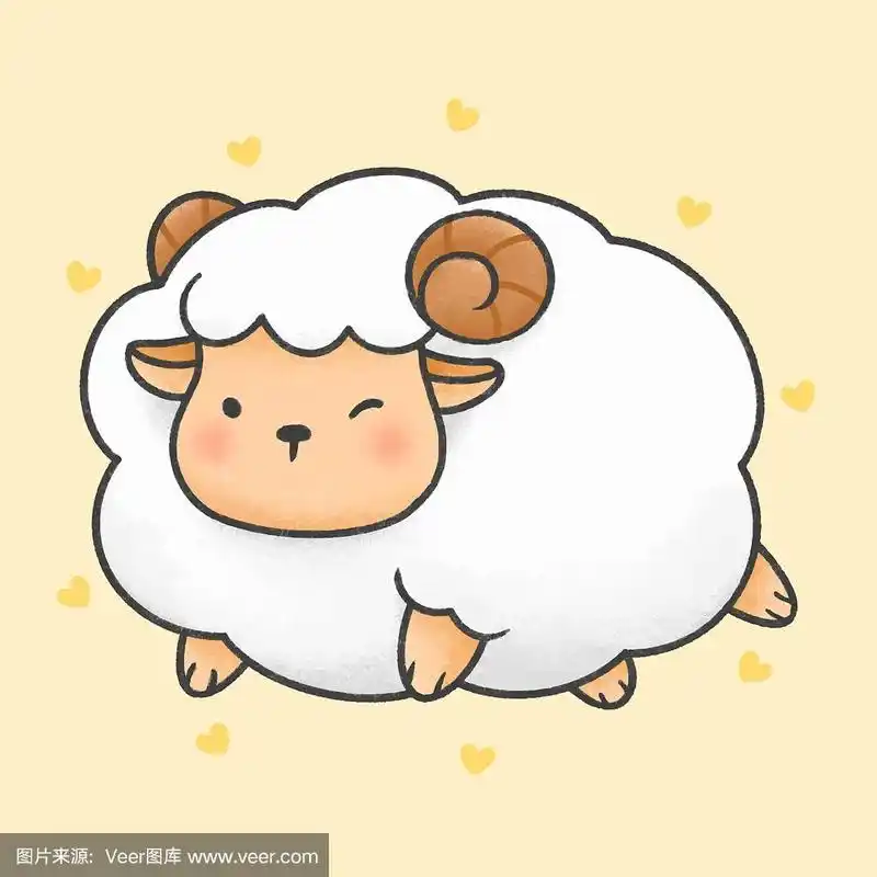 可爱的绵羊卡通手绘风格