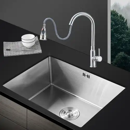 嵌入式洗菜盆手工水槽单槽台下盆超大号304不锈钢厨房洗碗槽小池