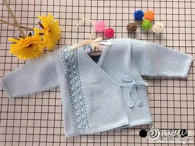 宝宝棒针系带和尚服毛衣