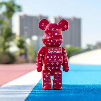 bearbrick400%积木熊暴力熊 supreme联名合作款 潮玩手办公仔模型