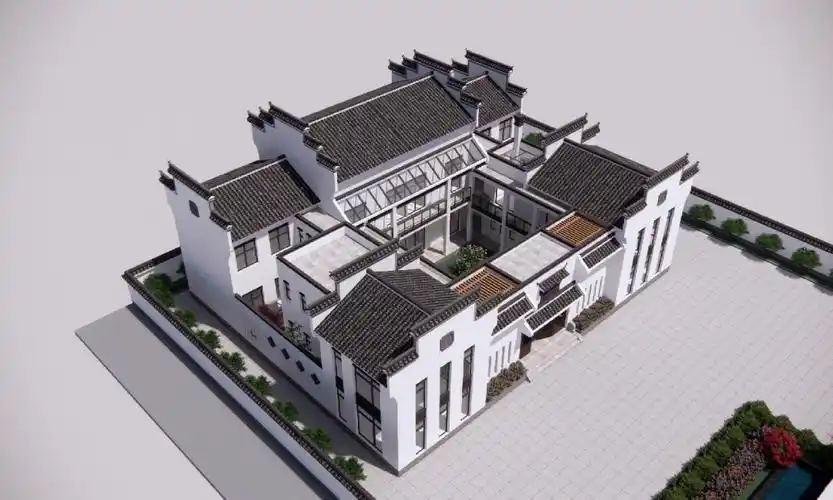 经典中式民居现代徽派四合院
