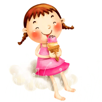 在吃冰淇淋的女孩