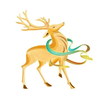 鹿敦煌插画国潮国风古风卡通手绘插画鹿云雾唯美山花卉仙鹿风景素材