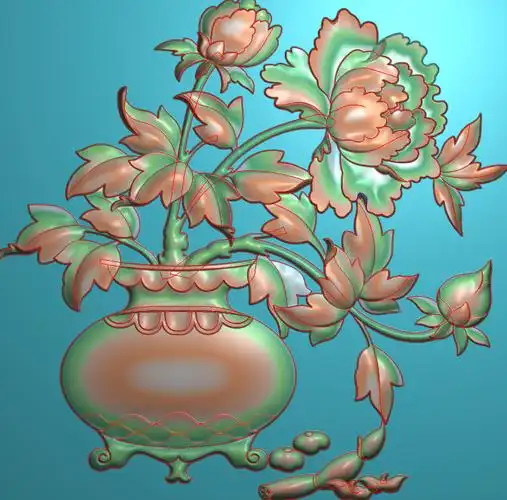 mdhn002jdp格式中式牡丹浮雕图花鸟鱼虫电脑雕刻图牡丹花精雕图含灰度