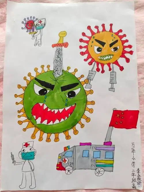 绘画:同心协力,打败病毒|防疫抗疫小作品