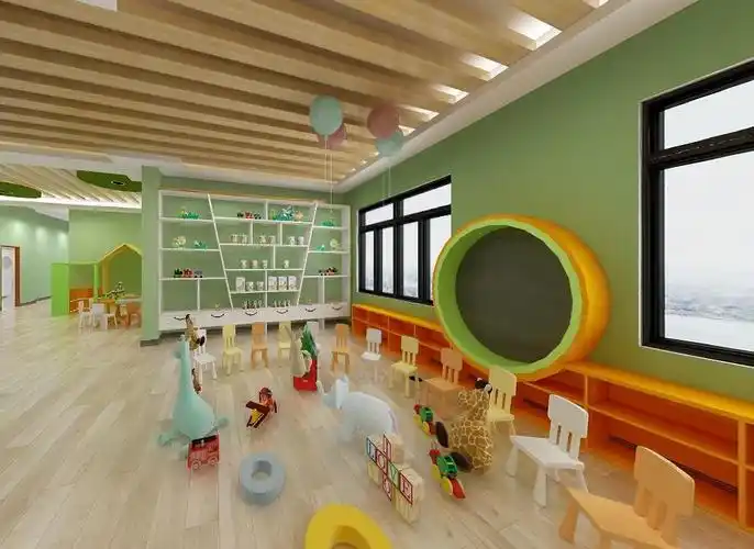 活动区设计效果图教室设计效果图接待区效果图项目面积:1300㎡项目