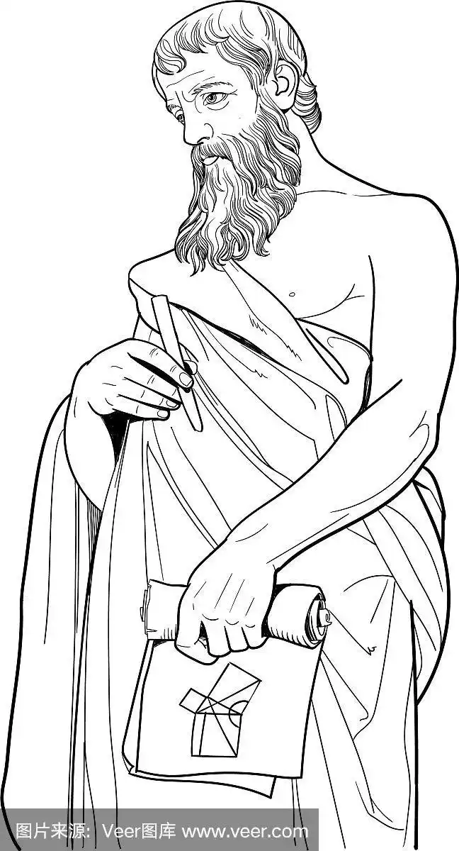 线条艺术中的欧几里得肖像