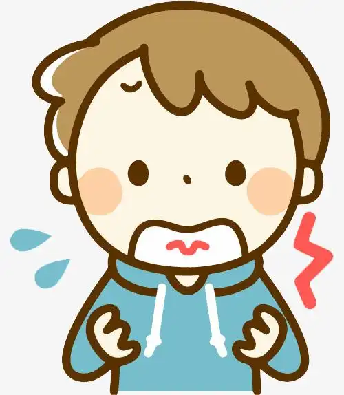 手绘卡通小男孩咳嗽免抠