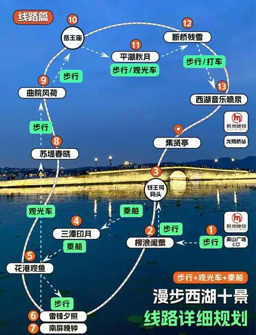 西湖十景最佳游览路线
