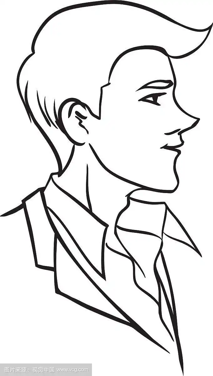 一个漂亮男人的侧面肖像