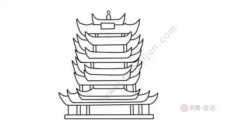 黄鹤楼送孟浩然之广陵简笔简笔画