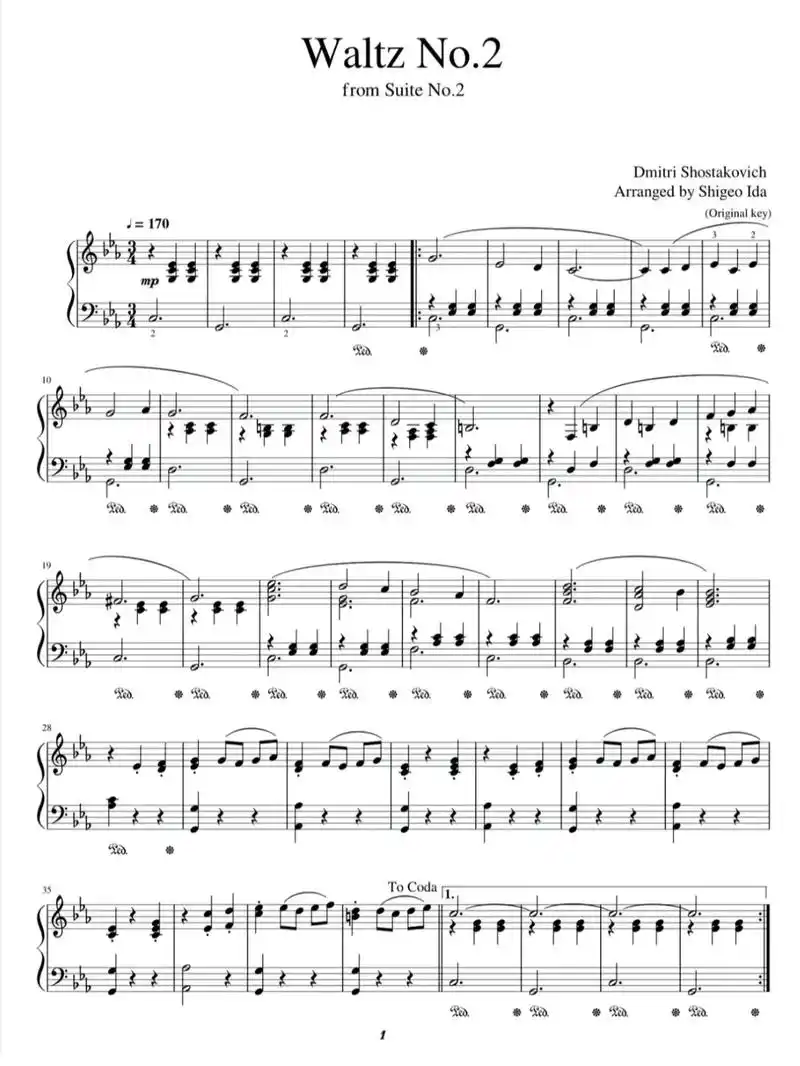 《第二圆舞曲》肖斯塔科维奇钢琴独奏版.