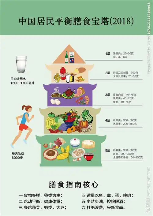 膳食 宝塔 海报 绿色 中国图片