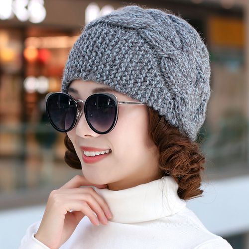 毛线帽子女冬季韩版手工编织加厚保暖帽防寒护耳帽冬天加绒针织帽