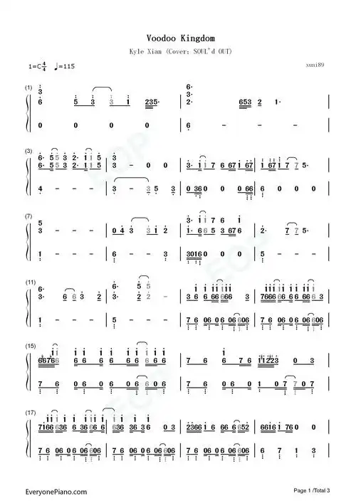 voodoo kingdom-jojo的奇妙冒险幻影血脉主题曲双手简谱预览1