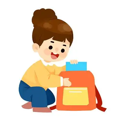 新年开学季小朋友整理书包卡通人物元素开学季png素材开学季去上学