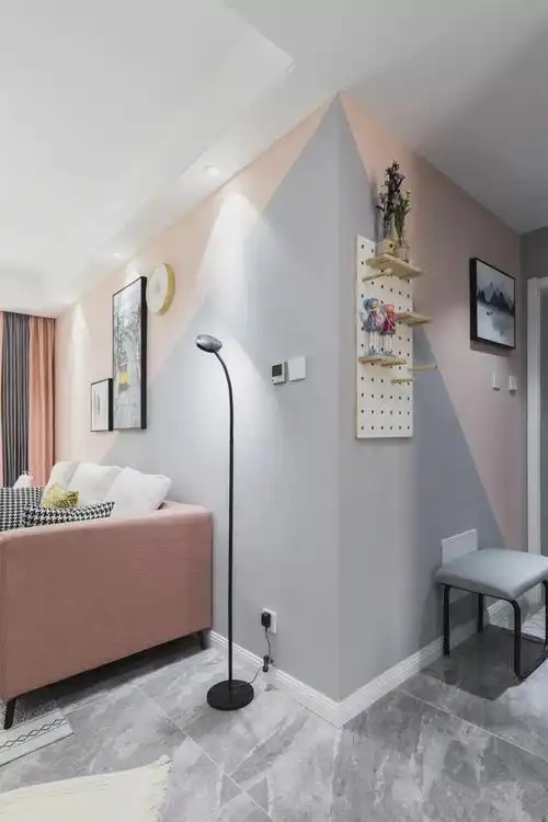 78㎡现代简约,拼色沙发墙,活泼又漂亮|木色|玄关|客厅|背景墙_网易