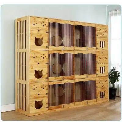 猫笼子猫别墅实木猫窝猫房子定制玻璃超大j三层双猫舍仓鼠产房猫