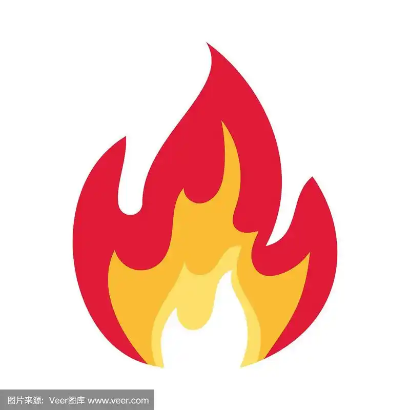 一个燃烧的篝火的插图,火焰孤立在一个白色的背景.向量.