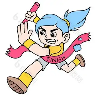 女跑步者赢得奥运会在的完成行丝带图片