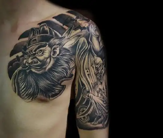 上臂钟馗花臂纹身图案2