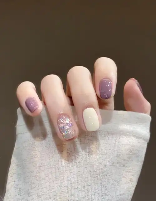 清新夏日78香芋紫跳色美甲