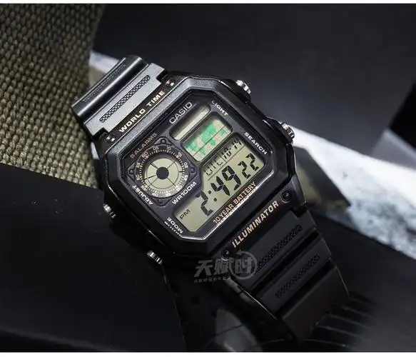 卡西欧casio手表小方块ins复古十年电力电子表多功能户外运动男表ae