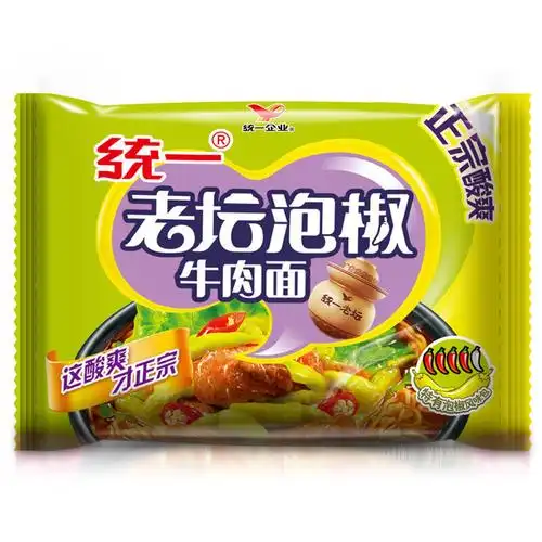 统一qxty老坛泡椒牛肉面108克5袋五合一方便面袋面国美超市甄选