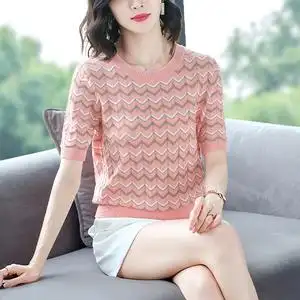 大胖子特大码女装t恤女夏季胖mm夏装上衣薄款冰丝针织衫短袖200斤