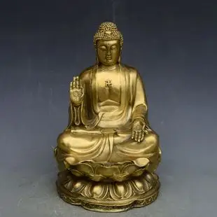 古玩铜器家居摆件收藏 精工黄铜鎏金佛像辟邪镇宅如来佛祖像