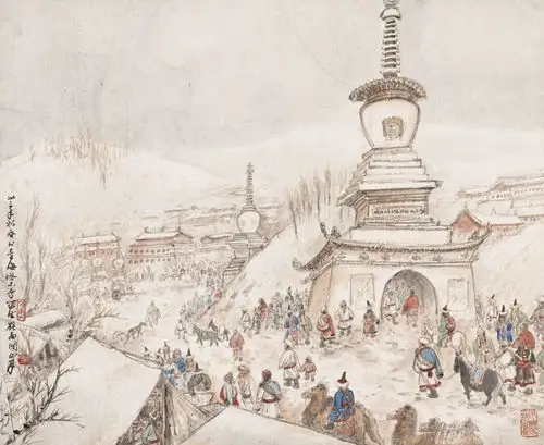 青海塔尔寺庙会之二 47.6cm×58cm 1944年