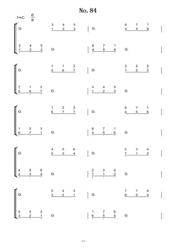 84 首 钢琴双手简谱 练习曲 原版 钢琴谱 钢琴简谱