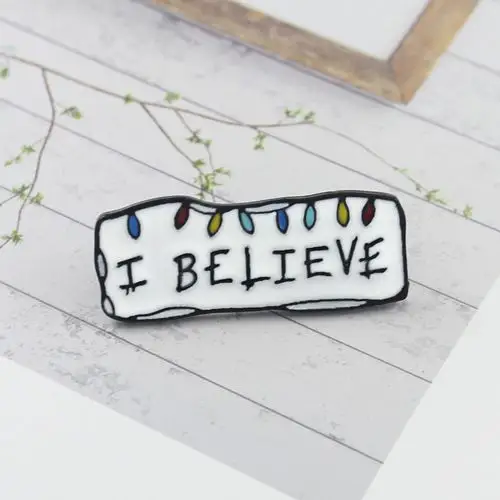 wish欧美新品 创意文字 i believe 七彩水滴滴油胸针徽章饰品外贸