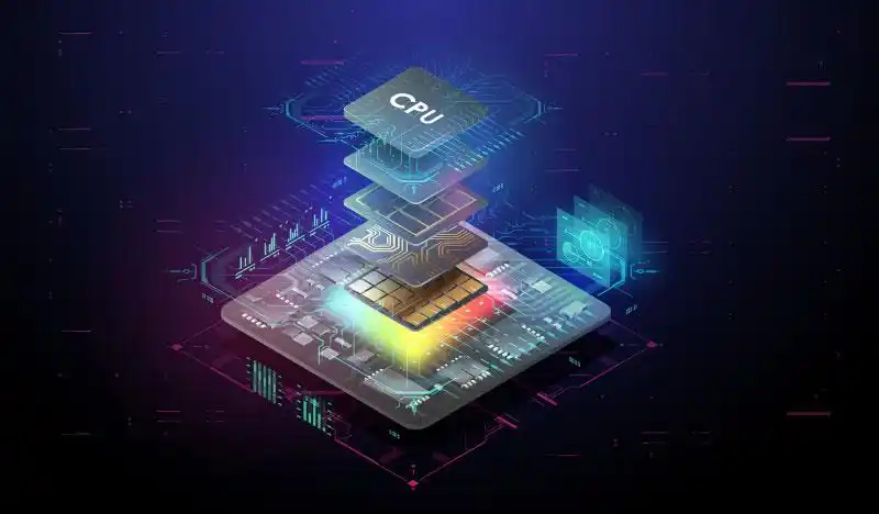 逼真的高科技cpu芯片矢量素材eps