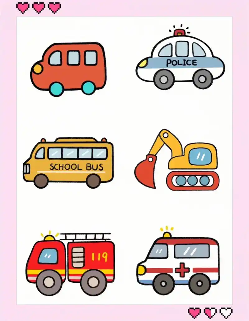 各种汽车简笔画,交通工具简笔画.#简笔画 #儿童简笔画 #育 - 抖音