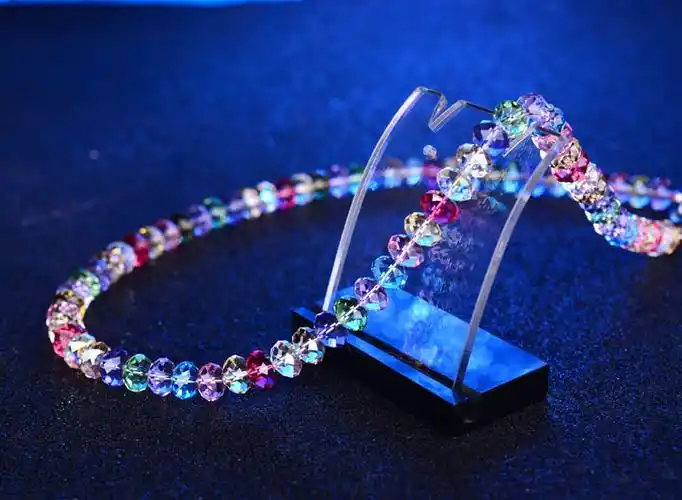 水晶项链七彩甜美奥地利女纯diy晚会8mm大气项链