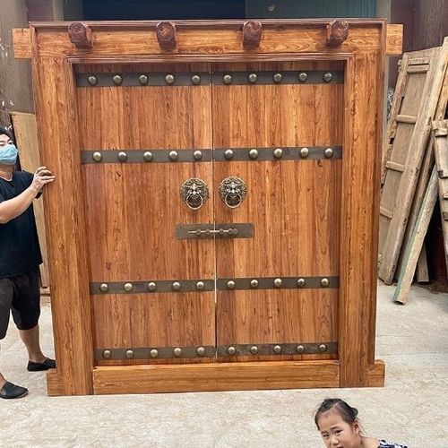 实木大门老榆木酒店大门别墅木门古建门古代复古老式门庭院仿古